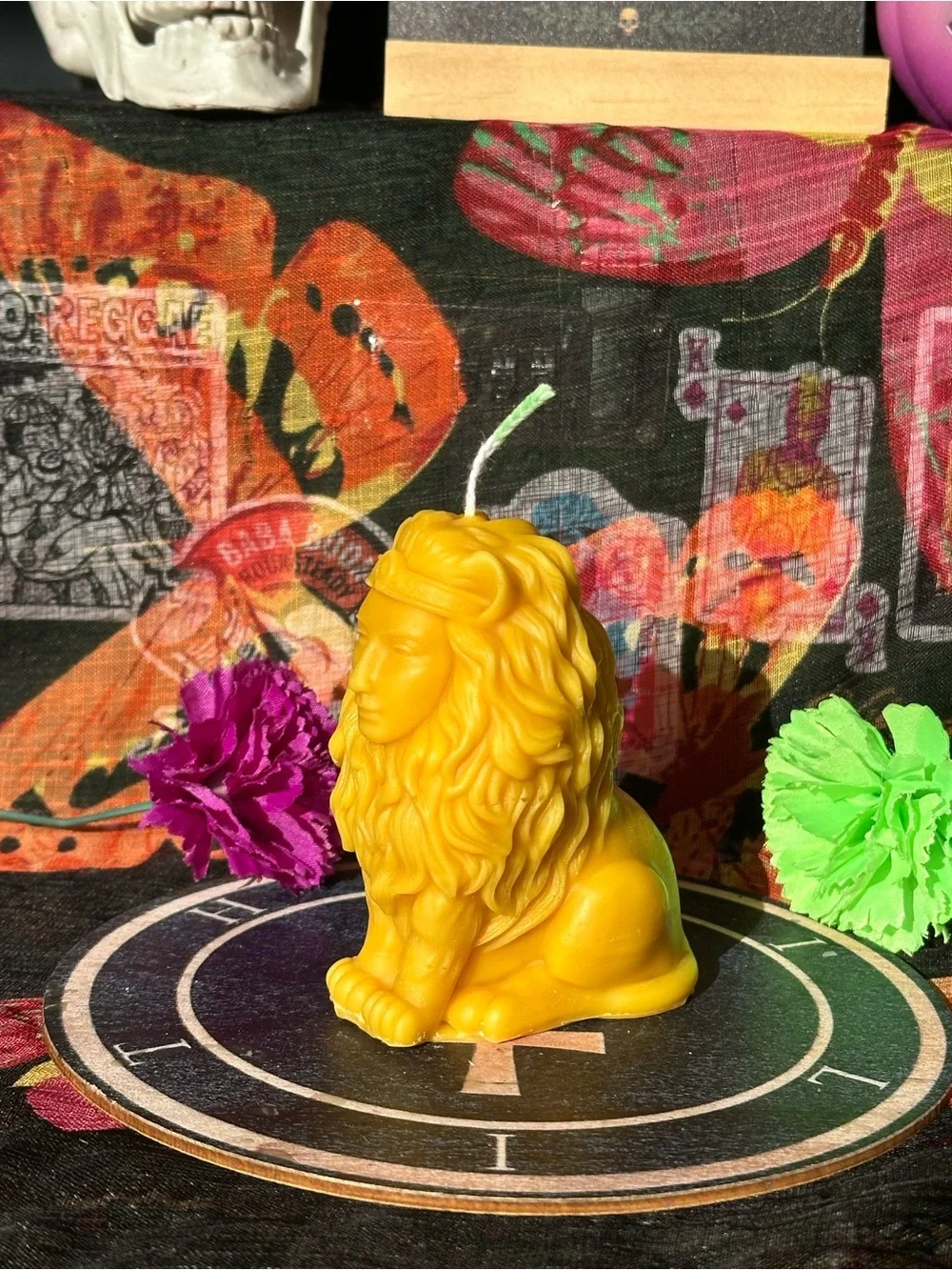 Handmade Lion Guardian Candle – Golden Lion with Human Face